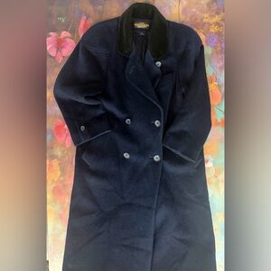 FOG by London Fog Wool Black Double-Breasted Pea Coat Vintage